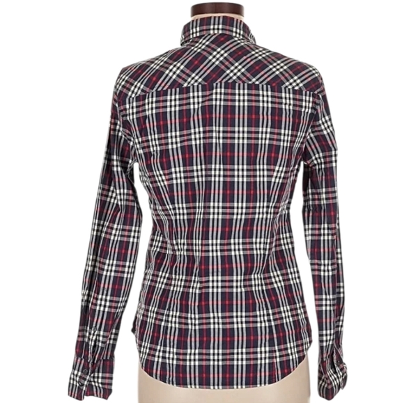 J. Crew Womens Lightweight Perfect Button Up Red White Blue Plaid Shirt - Picture 3 of 6